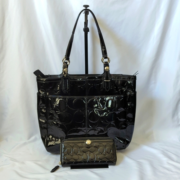 Patent Leather Matching Coach Tote and Wallet Set - Picture 1 of 16
